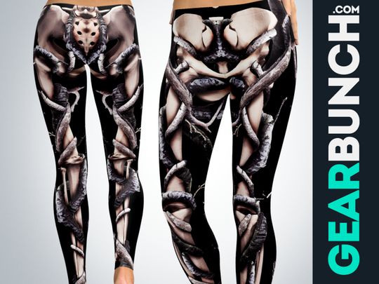 Black Skeleton Leggings, Scary Outfit Halloween Leggings