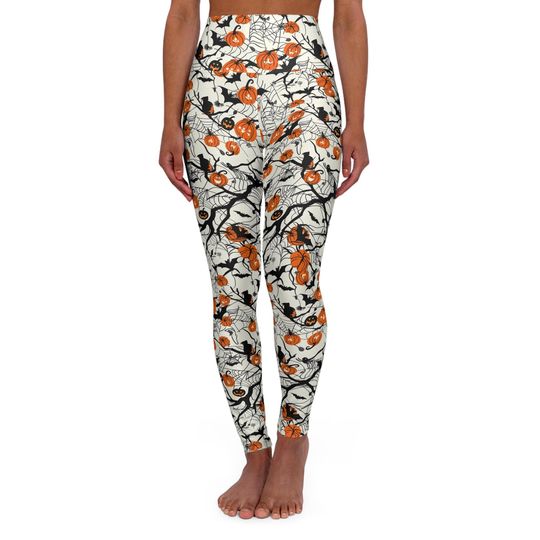 Scary Halloween Leggings High Waisted Yoga Leggings Pumpkin Spider Web Leggings