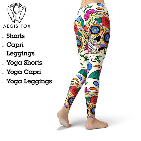 Sugar Skull Leggings, Halloween Leggings, Yoga pants, Gothic Leggings
