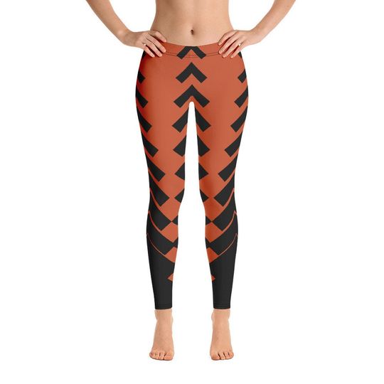 Halloween Orange and Black Arrow Head Pattern Leggings, Sports And Yoga Leggings