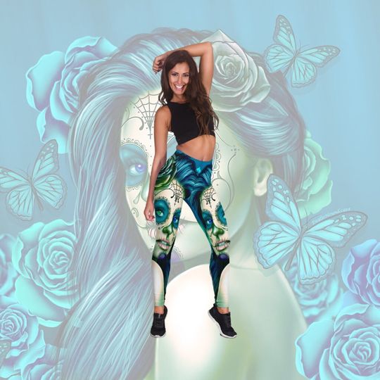 Halloween Leggings / Yoga Pants - Calavera (Day Of The Dead / Dia De Los Muertos