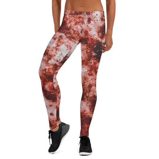 Halloween Blood Splatter Leggings, Yoga Leggings, Skeleton Design, Goth Pants
