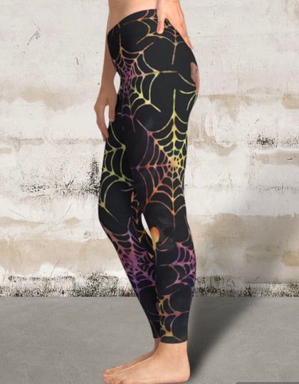 Soft Stretchy Leggings Halloween spider web, spooky yoga pants