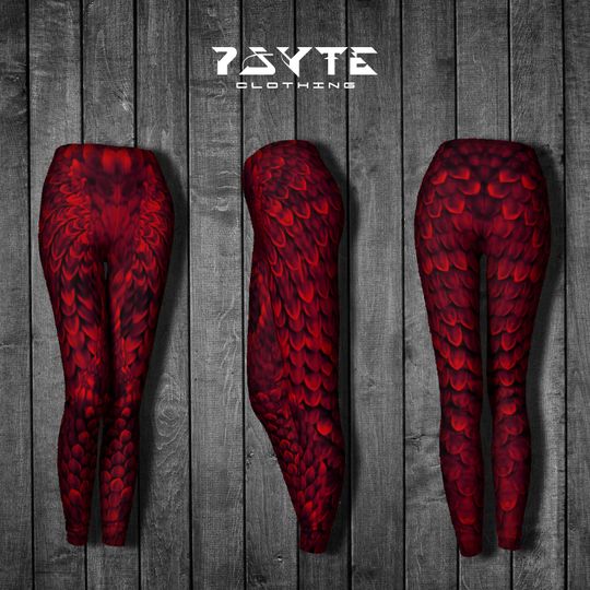 Red Dragon Scale Cosplay leggings, Snake Skin Leggings, Adult Costume