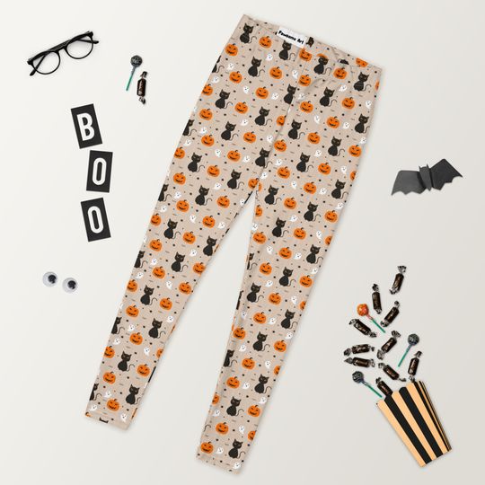 Halloween Fall Inspired Leggings, Yoga Leggings, Skeleton Design, Goth Pants