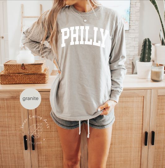Comfort Colors Minimalist Philadelphia Long Sleeve Shirt, Philadelphia Fan Shirt, Philly Shirt PHL, Philadelphia Gift, College Student gift