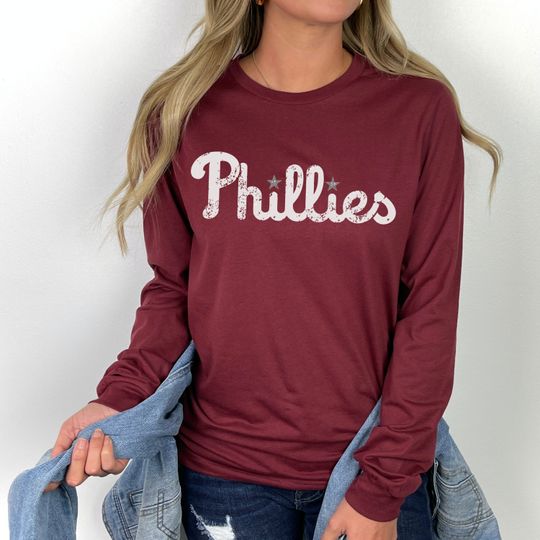 Philly baseball Maroon Bella Canvas Long Sleeve Shirt