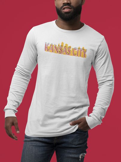 Kansas City Chiefs Game Day Apparel, Sports Team Inspired, City Backdrop, Unisex Ultra Cotton Long Sleeve Tee