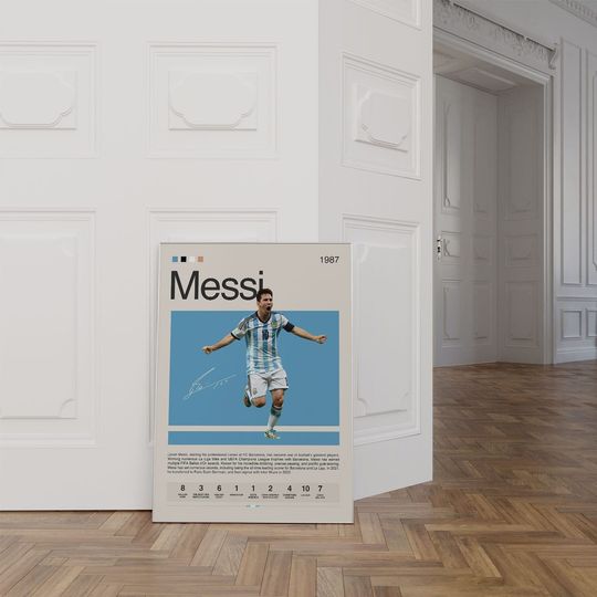 Lionel Messi Poster Argentina Soccer Wall Art Prints Vintage Poster Trendy Wall Art Aesthetic Preppy Room Decor