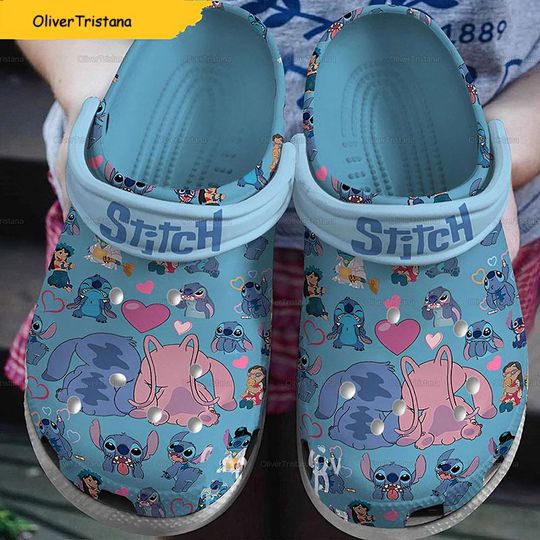 Stitch Clogs Sandal, Stitch And Angel Shoes, Stitch Clogs, Stitch Custom Slippers, Adults Kids Clogs, Lilo and Stitch Kids Clogs