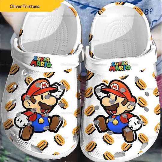 Super Mario Shoes, Super Mario Clogs, Women Men Clogs, Mario Sandals Clog, Game Clogs, Super Mario Clogs Shoes, Super Mario Gift