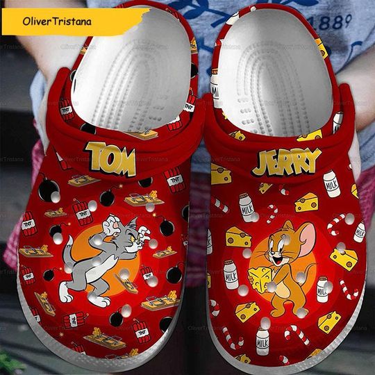 Tom And Jerry Clogs Shoes, Tom and Jerry Sandal, Funny Clogs, Carton Clogs, Custom Clogs, Christmas Gift