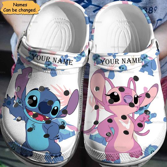 Stitch Clogs Shoes, Stitch And Angel Sandal, Stitch Clogs, Stitch And Angel Custom Slippers, Adults Kids Clogs, Lilo and Stitch Kids Clogs