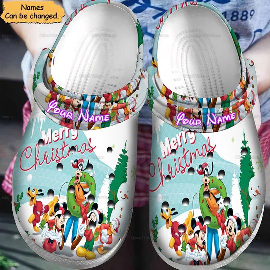 Merry Christmas Mickey Clogs, Mickey And Friends Clogs, Disney Mickey Cute Clogs, Summer Shoes, Clogs For Men, Women Clogs