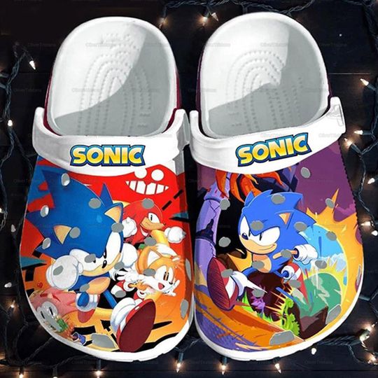 Cute Sonic Clogs, Sonic The Hedgehog Clogs, Women Men Clogs, Sandals Clog, Sonic Video Game Clogs, Funny Sonic Gift Clogs Shoes, Sonic Gift