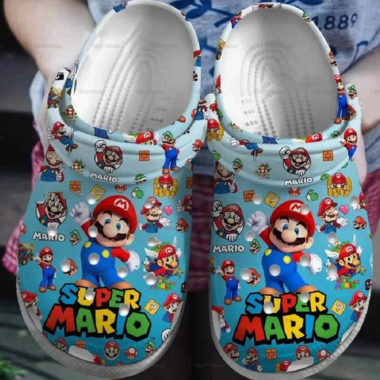 Super Mario Clogs, Mario Clogs, Women Men Clogs, Sandals Clog, Game Clogs, Funny Gift Clogs Shoes, Super Mario Gift