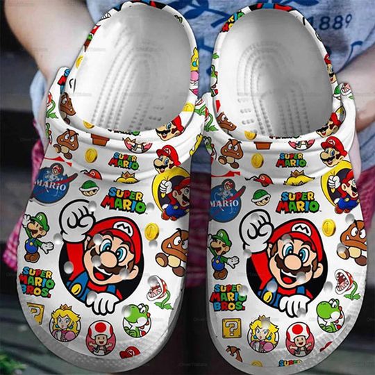 Super Mario Clogs, Mario Clogs, Women Men Clogs, Sandals Clog, Game Clogs, Super Mario Clogs Shoes, Super Mario Gift