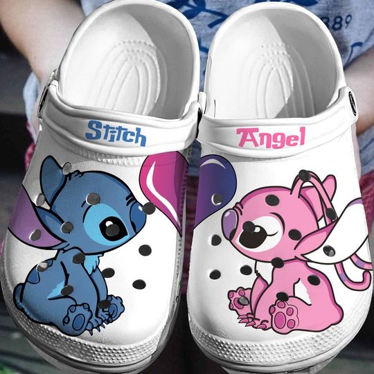 Stitch And Angel Clogs, Stitch Cute Clogs, Women Men Clogs, Stitch And Angel Sandal, Beach Shoe Charm, Sandals Clog, Disney Clogs