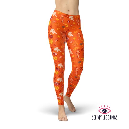 Autumn Leaves Leggings, Halloween Leggings, Printed Leggings