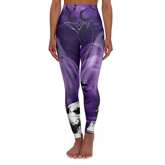 Bats Leggings, Skull Leggings, Halloween Leggings, High Waisted Yoga Leggings