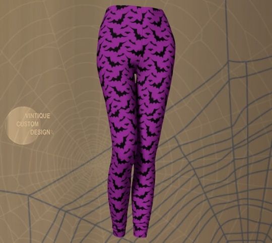 LEGGINGS Purple BAT Print HALLOWEEN Leggings Womens Fashion Leggings Printed Leggings