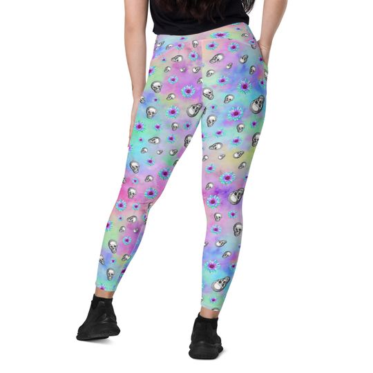 Skull Leggings, Pocket Leggings, Womens Halloween Leggings, Plus Size