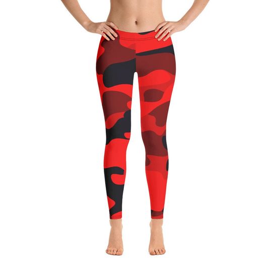 Halloween Orange and Black Camouflage Pattern Leggings, Sports And Yoga Leggings