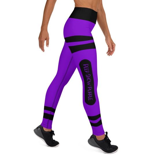 Peep Show Purple Crayon Yoga Leggings, Halloween Crayon Leggings