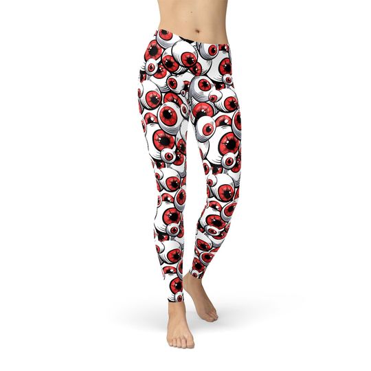 Eye Balls Leggings For Women - Gothic Leggings w/ All Over Print Eyeballs