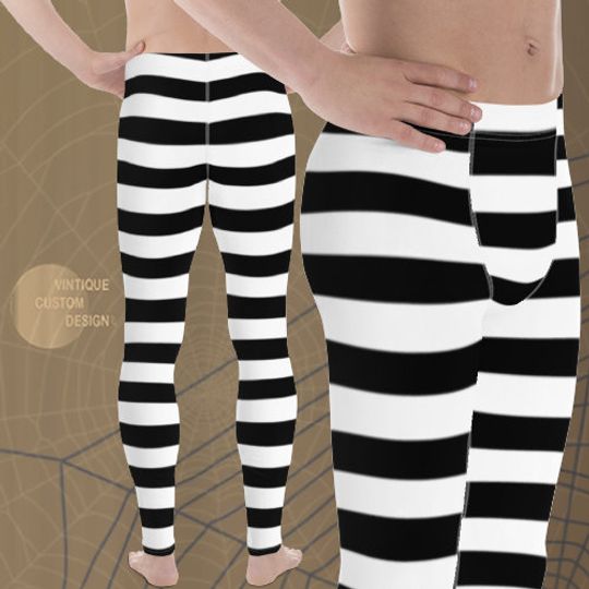 JAIL Leggings Mens Costume LEGGINGS HALLOWEEN Leggings Striped