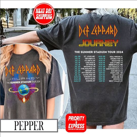 Comfort Colors Def-Leppard And Journey Summer Stadium Tour 2024 Shirt, Journey Tour Shirt, Def Leppard Shirt, Rock Music, Journey Fan Gift