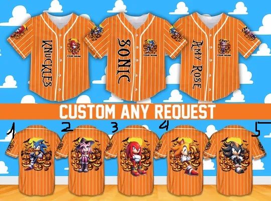 Custom Sonic the Hedgehogg Halloween Baseball Jersey Personalized Sonic Shirt