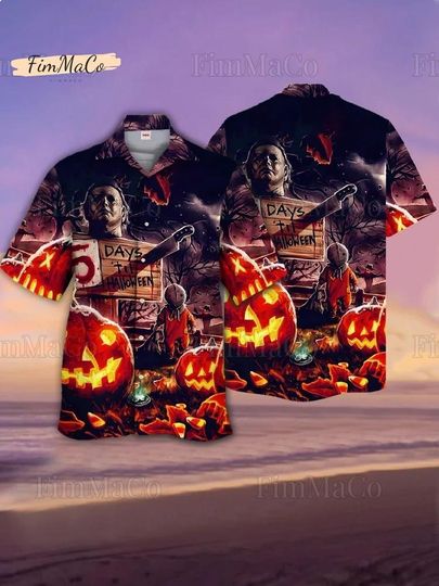 Halloween Michael Myers Hawaiian Shirt, Horror Movie Shirt, Michael Myers Button Shirt