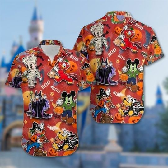 Mickey Mouse And Friends Halloween Hawaii Shirt, Villain Costume Hawaiian Shirt