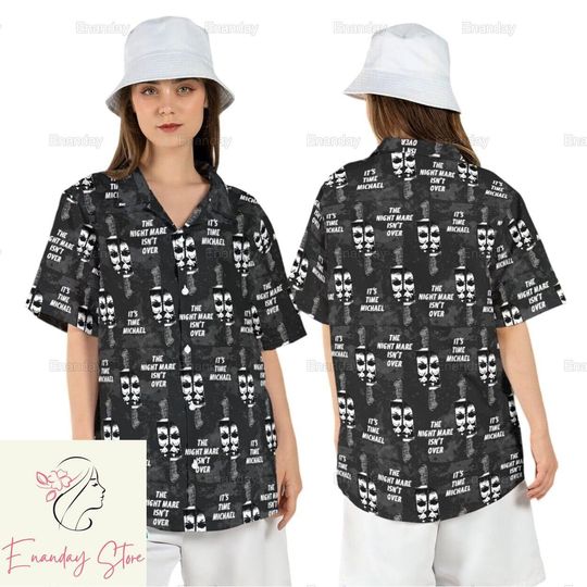 Michael Myers Hawaiian Shirt, Horror Movie Hawaii Shirt, Button Up Shirt