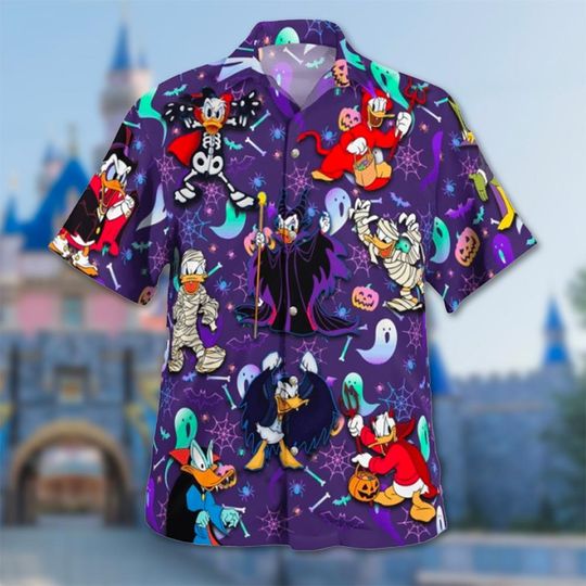 Donald Duck Halloween Hawaii Shirt, Donald Duck Cosplay Hawaiian Shirt