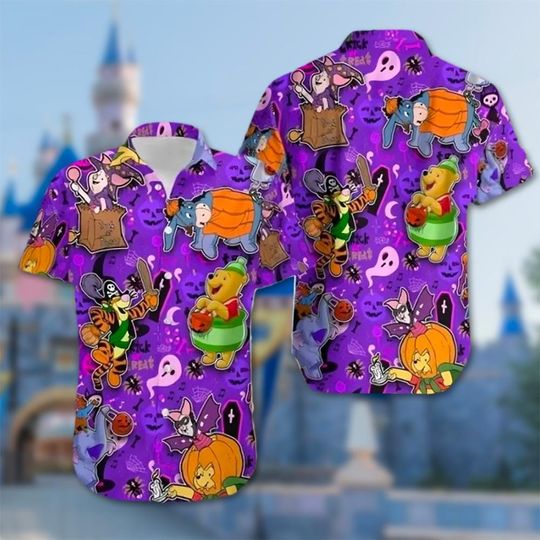 Winnie the Pooh Halloween Hawaiian Shirt, Pooh and Friends Cosplay Hawaii Shirt