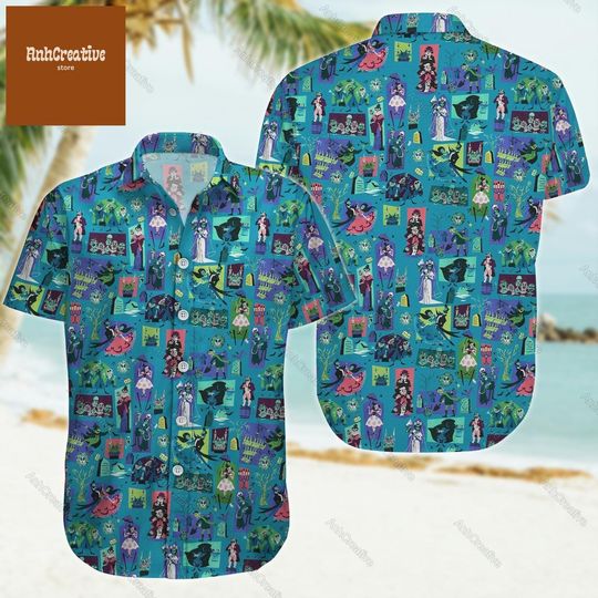 Haunted Mansion Button Shirt, Hitchhiking Ghosts Shirt