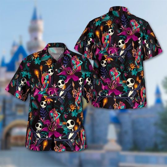 Jack And Sally Halloween Hawaiian Shirt, The Nightmare Before Christmas Hawaii Shirt