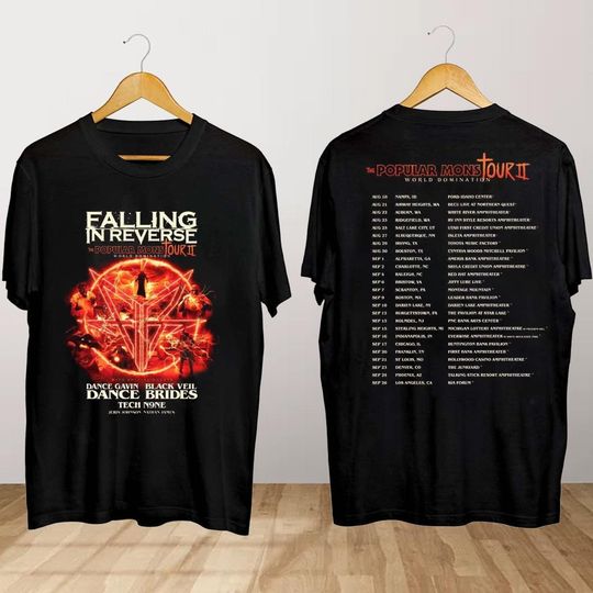 Falling in Reverse Popular Monstour II 2024 T-Shirt, Falling in Reverse T-Shirt, Falling in Reverse Fan Gift Shirt,Popular Monstour II Shirt
