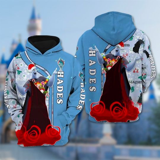 Hades Santa Hoodie, Hercules Movie 3D Adult Hoodie, Hades Character Hercules All Over Print Shirt, Hades Hercules Hoodie Gift