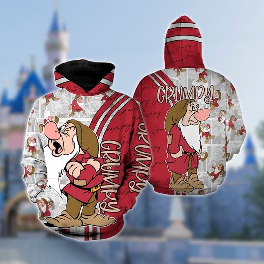 Personalized Grumpy Hoodie, Snow White And The Seven Dwarfs 3D Adult Hoodie, Grumpy All Over Print Shirt, Dwarf Hoodie