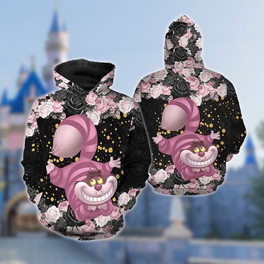 Personalized Cheshire Cat Hoodie, Alice In Wonderland 3D Adult Hoodie, Cheshire Character Alice In Wonderland All Over Print Shirt