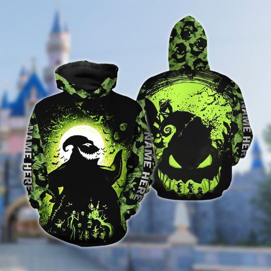 Personalized Oogie Boogie Ghost Hoodie, Nightmare Before 3D Adult Hoodie, Horror Movie All Over Print Shirt, Custom Name Hoodie
