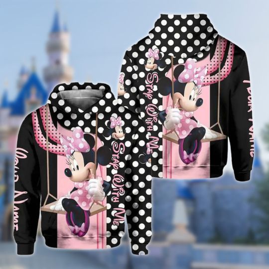 Personalized Minnie Mouse Hoodie, Mickey Mouse 3D Adult Hoodie, Minnie Mouse All Over Print Shirt, Custom Name Hoodie