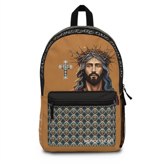 Backpack for Christian, Faith Bookbags, Catholic Inspired Bag, Bible Verse Backpack, Brown Backpack, Christian College Bags, Religious Gifts