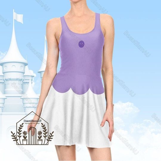 Halloween Disney Daisy Duck Cosplay Costume Skater Dress, Disney Women Dress, Cute Disney Duck Dress, Donald Duck Gift, Gift For Her
