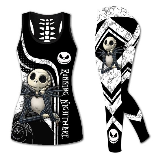 Personalized The Nightmare Before Christmas Jack Skellington Disney Hollow Tank Top Legging Set, Disney Hollow Tank Top, Disney Leggings