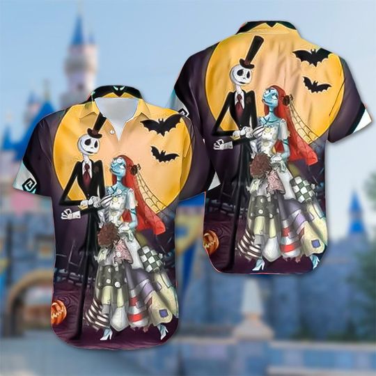 Wedding The Nightmare Before Christmas Hawaii Shirt, Jack Skellington and Sally Hawaiian Shirt, Jack Skellington Shirt, Horror Character Tee