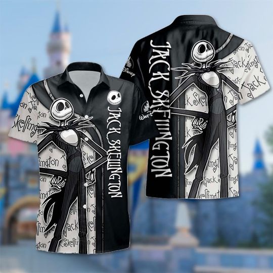 Jack Skellington Hawaii Shirt, The Nightmare Before Christmas Hawaiian Shirt, Horror Halloween Character T-Shirt, Jack Skellington Tee